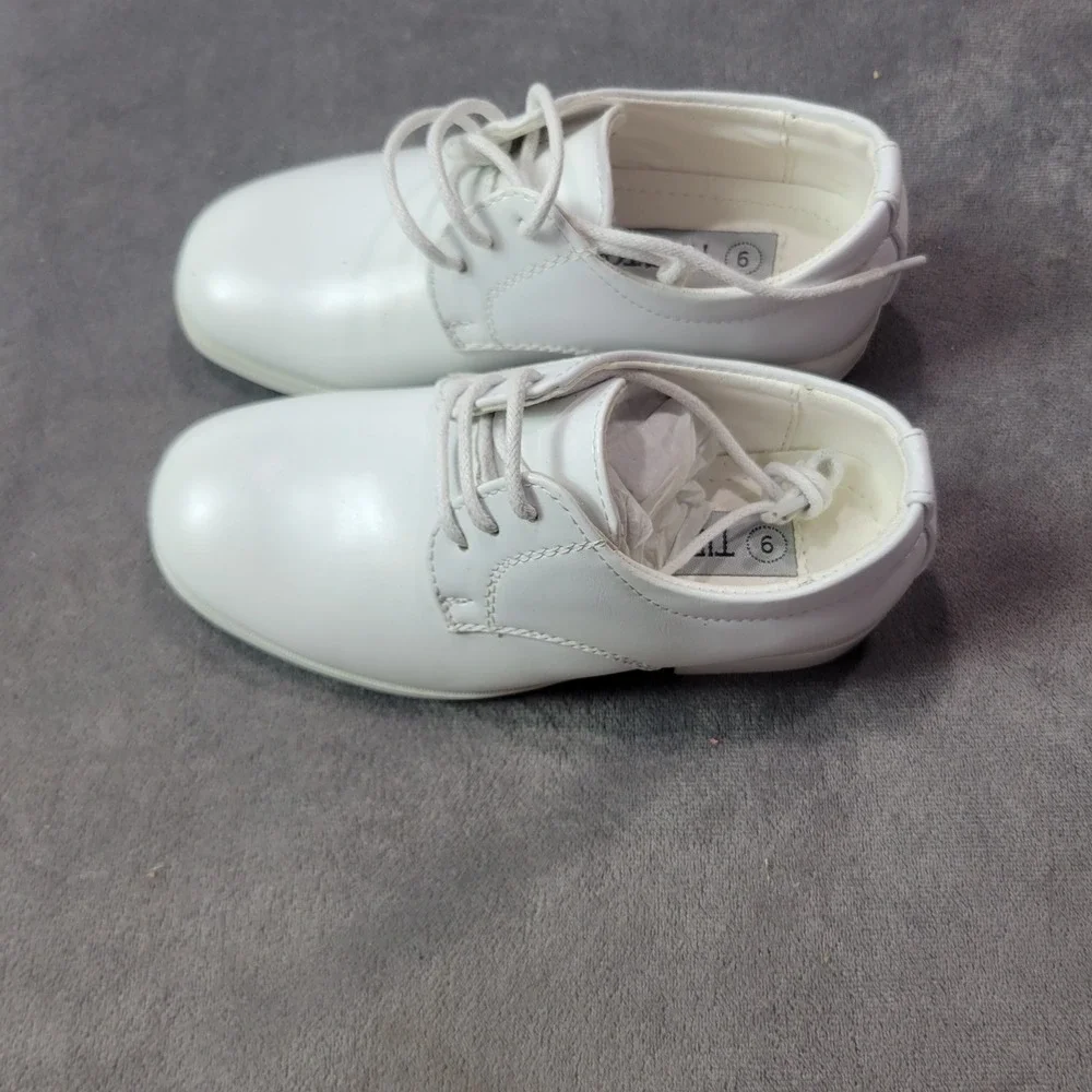 Tip Top Boys White Lace Up Dress Shoes Oxford S106 Size 9 Toddler Formal Wedding